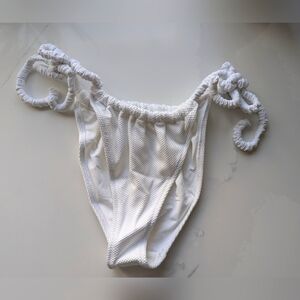 Aerie White Textured Bikini Bottom